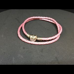Pandora Pink Braided Metallic Leather Bracelet